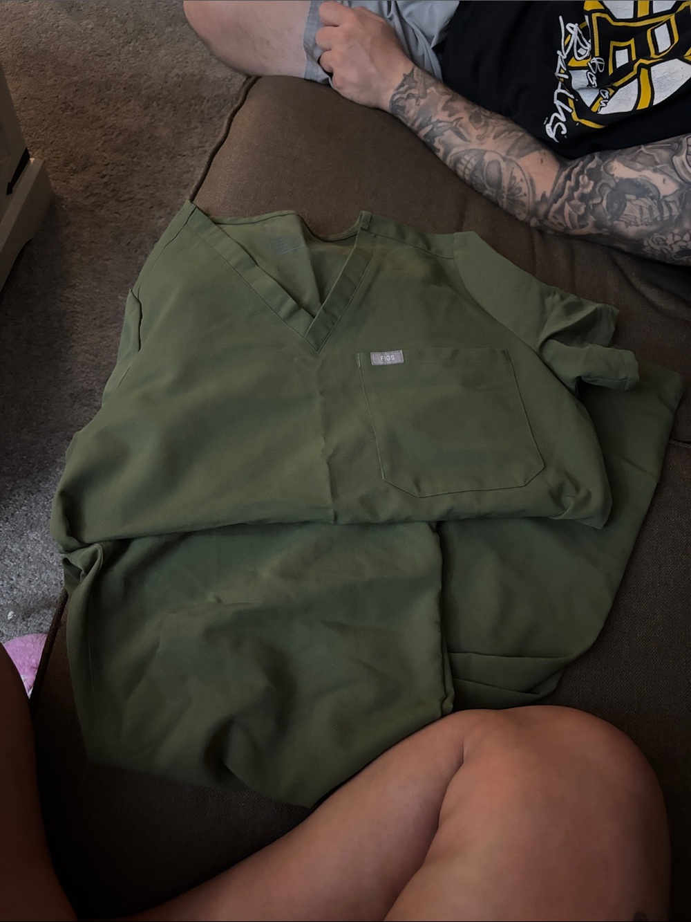 Olive Green figs scrub set